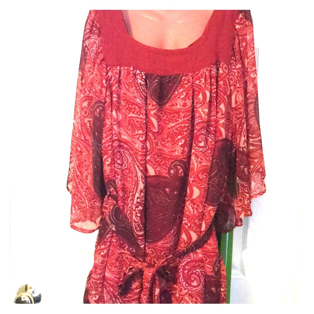 tunic red tops 1X